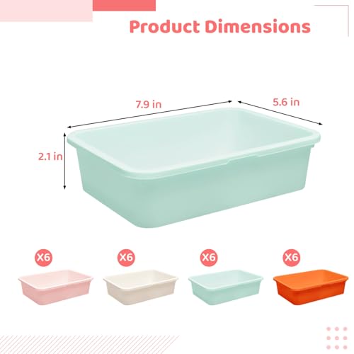 24 PCS Plastic Art Trays - 4 Colors Stackable Craft Storage Bins for Classroom, Deep Activity Sand Trays, Painting Beads Organizer for DIY, Office, 7.9 x 5.7 x 2.1 in by OMISTAR - Image 5
