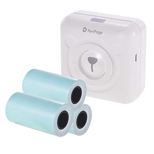 PeriPage Mini Fotodrucker Wireless BT Thermodrucker Bildetikett Memo Sticker Drucker Belegpapierdrucker + 3 Peripage Papierrollen Klebepapier