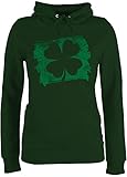 St. Patricks Day - Kleeblatt Grunge Effekt - grün - M - Dunkelgrün - grünes Sweatshirt st Patricks Day - JH001F - Damen Hoodie und Kapuzenpullover für Frauen