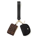 Mum's memory Mini Zip Around Wristlet Wallet for Women Dual Pouch Wristlet Portable Wallet Coin Purse Mini Women Coin Pocket (Leopard)