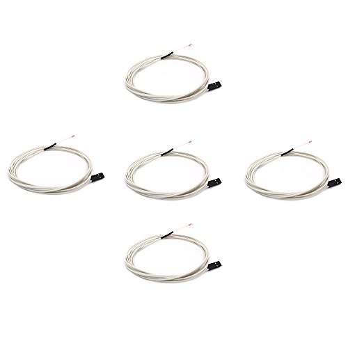 Anycubic NTC 3950 100K Thermistor with 1 Meter Wiring and Female Pin Head for RepRap 3D Printer Heatbed or Hot End Pack of 5PCS
