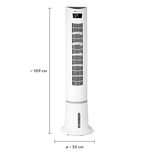 TECVANCE Turmventilator / Säulenventilator / Air Cooler mit Luftkühlungseffekt und Fernbedienung | 3 Geschwindigkeitsstufen| zuschaltbare 80° Oszillationsfunktion | LC Display | GS-zertifiziert