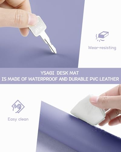 Image of YSAGi Non-Slip Desk Pad,Mouse Pad,Waterproof PVC Leather Desk Table Protector,Ultra Thin Large Desk Blotter, Easy Clean Laptop Desk Writing Mat for Office Work /Home /Decor(Lavender, 31.5 inch x 15.7 inch)