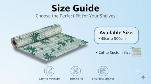 Image of Dribble (45cm X 500cm) Eva Shelf Liner Mat Roll, Non Slip Drawer & Cabinet Liner for Kitchen, Waterproof Oilproof Washable Fridge Mat, Anti Skid Multipurpose Mat (Palm Paradise Dark Green)