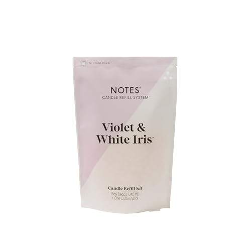 NOTES Sustainable Candle Refill | Non-Toxic Fragrance, Natural Wax Beads (Beeswax, Rice bran and Soy), Cotton Wick and Sustainer - (1) Violet & White Iris