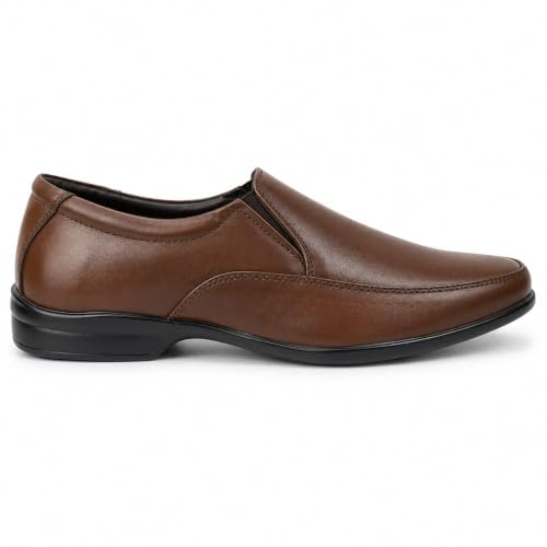 Image of Formal Leather Slipon Shoe for Men | Premium Brown Office and Party Footwear | Comfortable Classic Dress Shoes