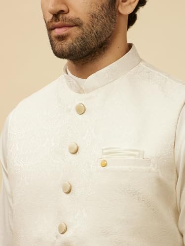 Image of Manyavar Men's Brocade Self Design Jacket (1pc)