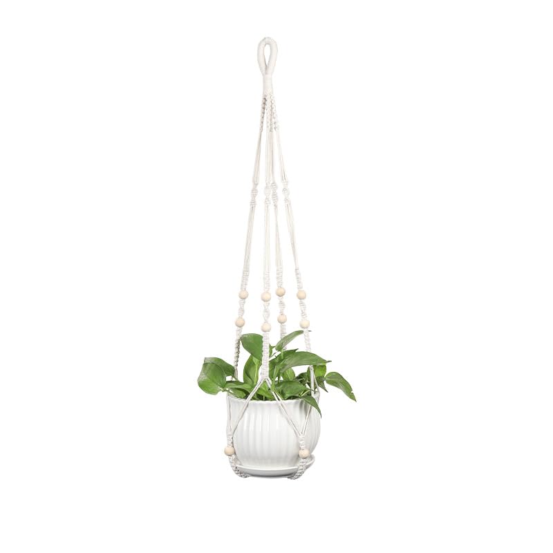 hankousi Paquete de 2 perchas de macramé con ganchos, cestas colgantes transpirables de 51,5 cm para macetas, estilo bohemio, decoración de pared interior y exterior para jardín, balcón, sala de estar