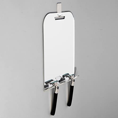 Shower Mirror For Shaving,Deluxe Larger 8" W X 10.5" H,Includes 2 Razor Holders,6 Spare Shaver Heads,1 Hooks,Shatterproof Wall Hanging Mirror Bathroom Accessories,Makeup Travel Camping Mirror #TOP6