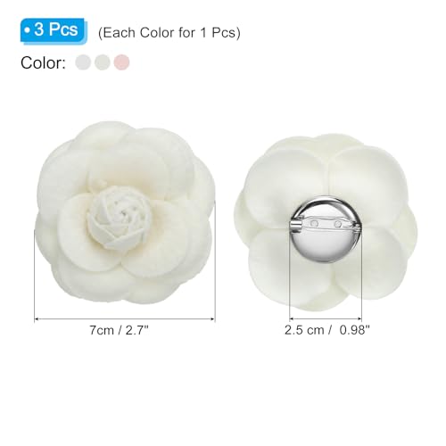 Image of PATIKIL Camellia Fabric Pin, Flower Brooch Artificial Flowers Brooches for Women Girls Cloth Wedding Party Decor Accessories Jewelry Gift