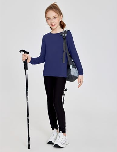 Zaclotre Girls Long Sleeve Shirts with Zipper Pockets Quick Dry Athletic Workout Tops for Kids Sport Performance Clothes3