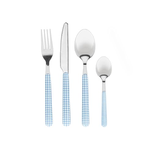 Tognana, Set 4 Posate Vichy Blue, Acciaio 18/0, Azzurro