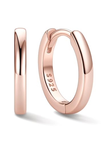 Image of ChicSilver 925 Sterling Silver Huggie Hoop Earrings Small Hoop Earrings for Women Hypoallergenic Silver Huggie Earring Cartilage Earrings for Women (6 /8 /10 /12 /14 /16 /18 /20MM)