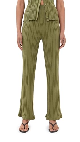 LE BOP Women's Ribbed Flare Pants