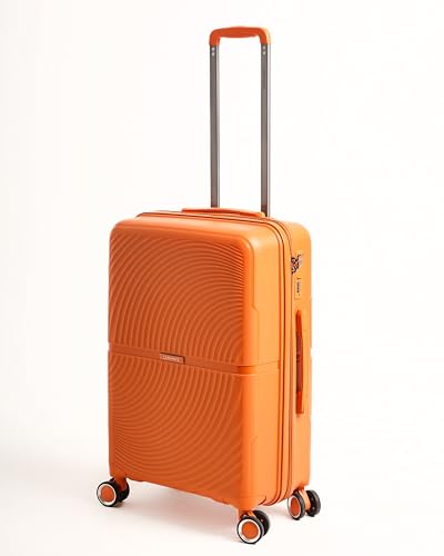 Image of Florence Cabin Trolley Bag 53 cm | Polypropylene Hard Luggage Suitcase | Lightweight Travel Bag | 360 Spinner Wheels | Combination Lock | Anti-Theft Zippers | Durable & Stylish | Orange