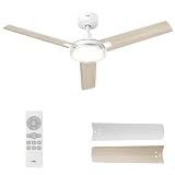 DREO Deckenventilator mit Beleuchtung und Fernbedienung,132 cm Weißer Ventilator decke mit Licht und Alexa,5 CCT-Farben, 6-stufig dimmbar, 6 Stufen, leiser reversibler DC-Motor, Timer (1/4/8h)