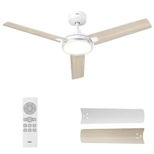 DREO Deckenventilator mit Licht und Fernbedienung, 132 cm weißer Deckenventilator, 5 CCT-Farbtemperaturen, 6-stufig dimmbar, 6 Geschwindigkeiten, leiser reversibler DC-Motor, 1/4/8-Std.-Timer