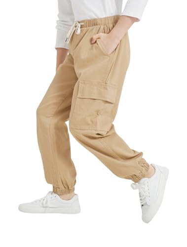 Boy's Cargo Joggers Pants Elastic Waist Casual Drawstring School Outdoor Youth Twill Baggy Pants Size 8-162