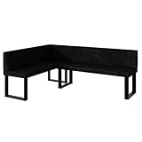 MEBLINI Eckbank für Esszimmer - Küchenbank - Essecke - Sitzecke Küche - Peter - U-Beine 142x196x87cm Links - Graphit Samt