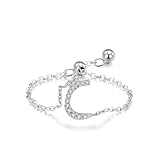 Ayoiow Anillos de compromiso para mujer, cadena de alfabeto árabe de moissanita, anillo de boda de 14 quilates para mujer, talla H 1/2-V 1/2, O 1/2, Piedra preciosa, Moissanita