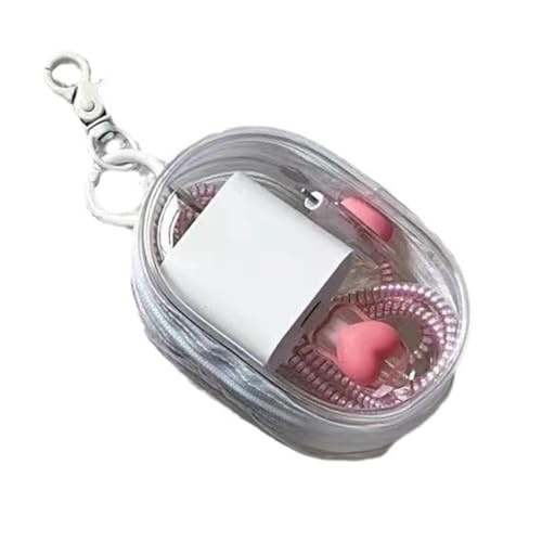 Mini Bolsa Portátil Transparente Com Zíper Com Carregador, Fones De Ouvido E Estojo De Acessórios De Viagem (Branco)