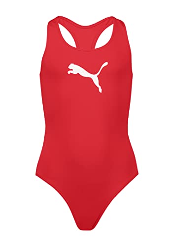 PUMA Racerback Swimsuit Traje de baño, Rojo (Red), 152 Niñas