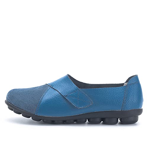 Image of Ladies Leather Slip On Flat Loafers,Low Top Casual Walking Nurse Shoes,Outdoor Versatile Trendy Driving Shoes.