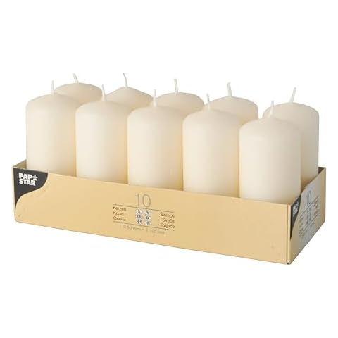 PAPSTAR Unscented Ivory Pillar Candles Cover