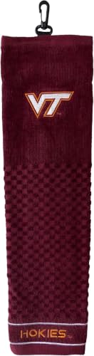 Image of Team Golf NCAA Virginia Tech Hokies Embroidered Golf Towel Embroidered Golf-Towel, Checkered Scrubber Design, Embroidered-Logo (Pack of 6)