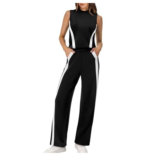 XIEERDUO Two Piece Sets for Women Matching Lounge Set 2025 Spring Outfits Summer Beach Vacation Essentials Matching Sets Women Clothing Luxury Fashion Travel Mock Neck Track Suits Black L