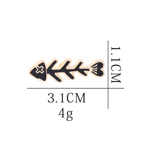 Image of Black Fish Bones Enamel Pin Collect Cute Arts Metal Cartoon Brooch Backpack Clothes Collar Minimalism Lapel Badges Jewelry