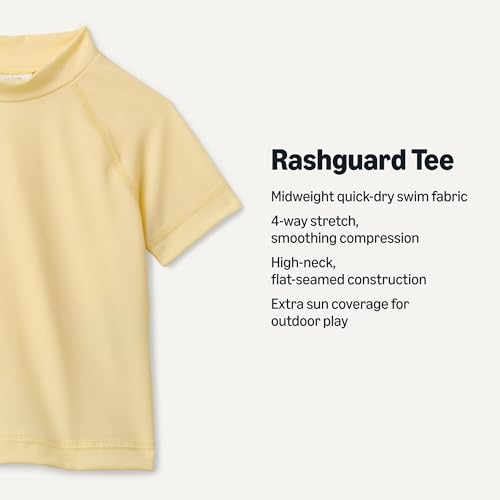 Image of Amazon Essentials Girls and Toddlers' Short Sleeve Slim Fit High-Neck Rashguard T-Shirt