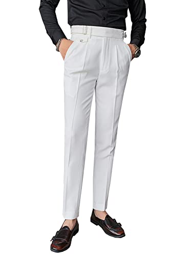 Men's Suit Pants Slim Fit Straight Trousers British Style Business Formal Wear Dress Pants