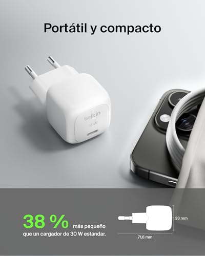 Carga rápida USB C Power Delivery de 30W con Belkin BoostCharge compacto para iPad 3
