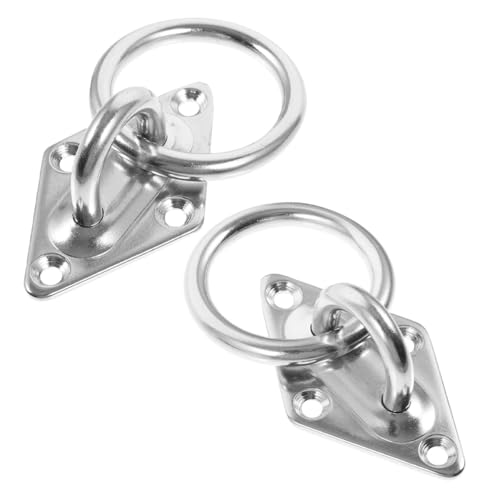 LAPYAPPE 2pcs Stainless Steel Diamond-shaped Ceiling Wall Mount Hooks Heavy Duty Pad Eye Plates for Truck Trailer Boat Tie Down Anchor Suspension and Load Securing
