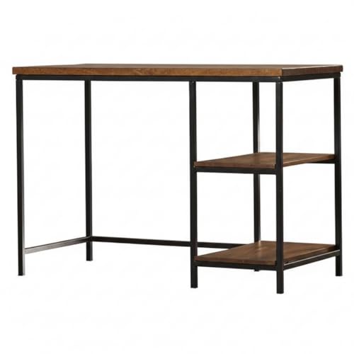 Image of Solid Sheesham Wood Table Top & Iron Leg Study Table | Multipurpose Freestanding Study Desk | Office Table for Study Room | Office | Library | Living Room | Finish Color - Brown |