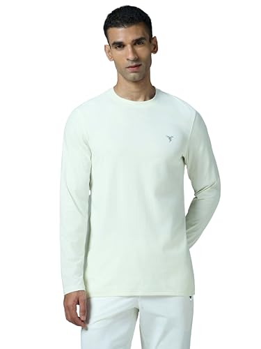 Image of TECHNOSPORT Men's Slim Fit Full Sleeve Crew Neck T-Shirt, COTFLEX Quick Dry Moisture Wicking Stretchable Sports Gym and Casual Wear