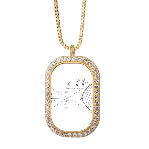 Math Kowledge - Collar con colgante de curva hiperbólica con diamantes de cristal dorado