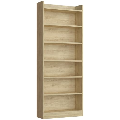 Yaheetech 7 Niveles Estantería de Madera para Libros,60x24x183 cm,con Estantes Ajustables para Salón, Dormitorio y Oficina, Roble Claro