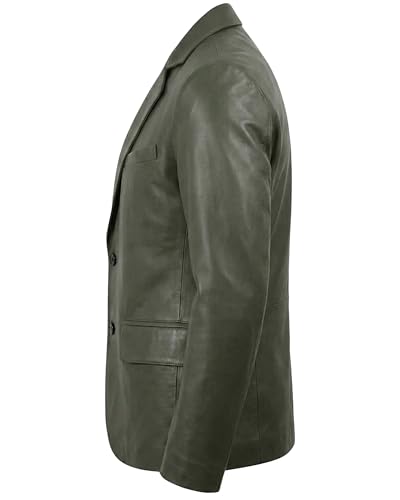 Image of Men's Leather Blazer - Lambskin Leather Blazer Men Genuine Leather Jacket Blazers - Men's Real Leather Sport Coat