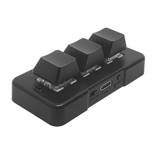 Mini clavier mécanique interrupteur bleu 3 touches noir USB 2.4G