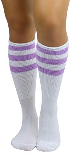 Image of ToBeInStyle Women's Premium Below Knee Athletic Socks w /Contrasting Wide Stripes