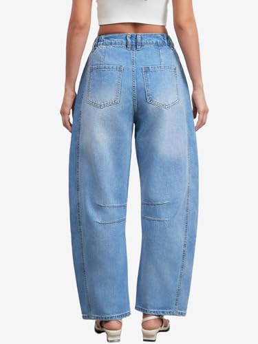 Distressed Jeans for Women Low Rise Baggy Ripped Barrel Boyfriend Denim Pants3