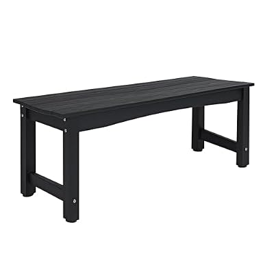 Sunnibety Weatherproof HIPS Outdoor Bench, 2-Person Patio Dining Bench, All-Weather Poly Lumber Garden Bench, Never Rot or Fade, Park Bench with Wood Grains for Porch, Garden, Deck, Entryway, Black