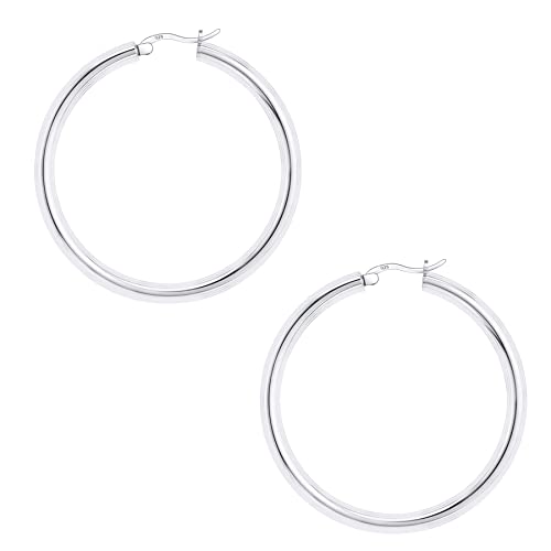 Savlano 925 Sterling silver 4MM Round Hoop Earrings for Women & Men Comes in 20MM-60MM with a Gift Box2