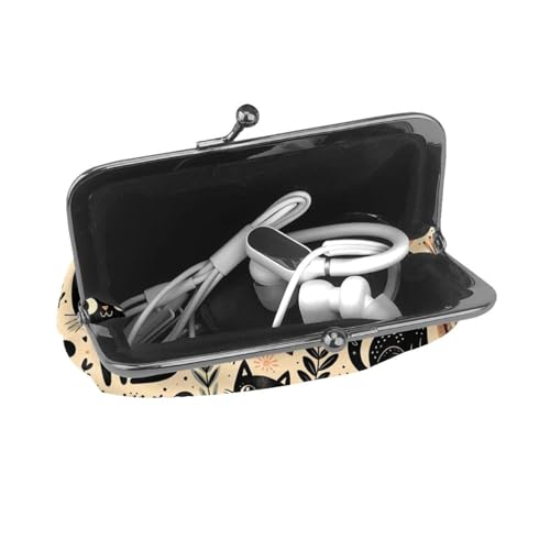 Pu Leather Buckle Coin Purse Cute-Cats-Floral Girls Kiss-Lock Change Purse Wallets4