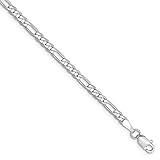 14k White Gold 3mm Flat Link Figaro Bracelet Chain 8 Inch Fine Jewelry For Women Gifts For Her