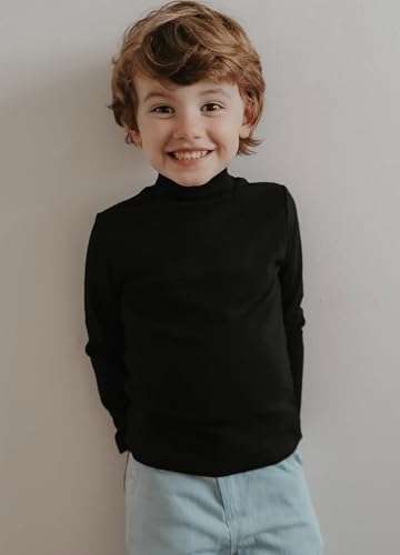 Volunboy Baby Boys Girls Turtleneck Long Sleeve Shirts Cotton Unisex Mock Neck Thermal Pullover Solid Color Warm Tops2