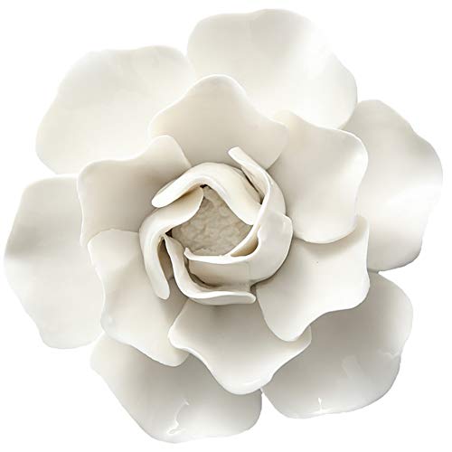 Alycaso Ceramic Flower Wall Décor Artificial 3D Flower Wall Art For Living Room Home Hallway Bedroom Kitchen Farmhouse Bathroom Dining Room, White, F2, 4.72 Inch #TOP7