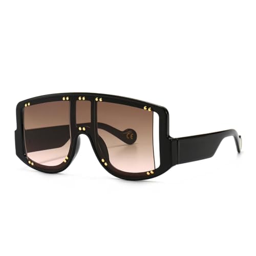 Lunettes de soleil rétro monture large carrée avec rivets métalliques